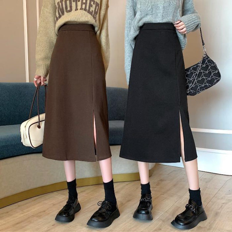 Falda negra de talla grande para mujer de cintura alta