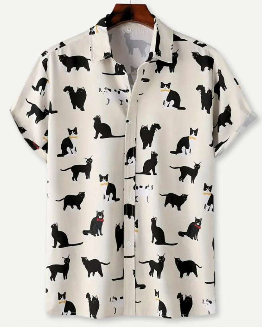 Hawaiian Printing Lapel Short Sleeve Shirt