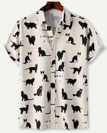Hawaiian Printing Lapel Short Sleeve Shirt