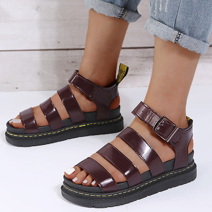 Buckle Sandals Flat Platformthick Shoes