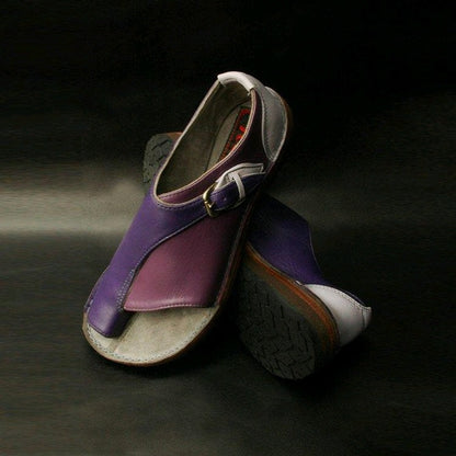 Women's plus size sandals with round buckle