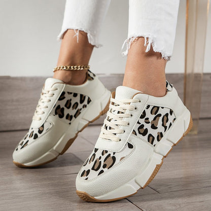 Leopard Sneakers Women White Shoes