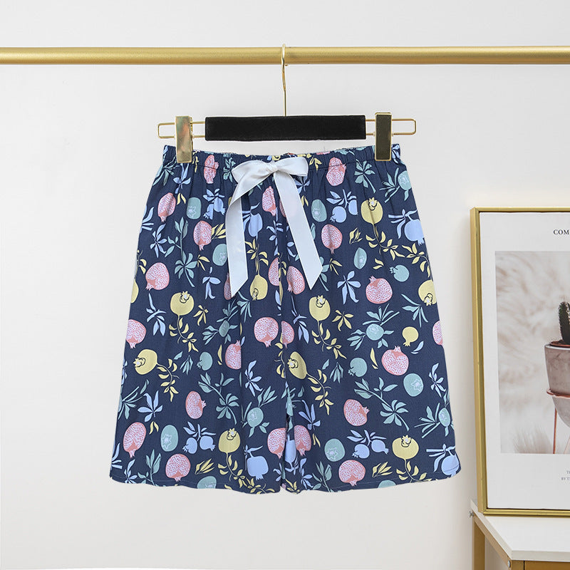 Pantalon de pyjama en soie de coton pour femme, short d'été fin et décontracté