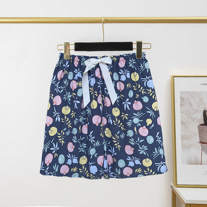 Pantalon de pyjama en soie de coton pour femme, short d'été fin et décontracté