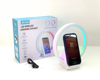 Haut-parleur Bluetooth intelligent avec lumière d'ambiance et chargeur sans fil 15W
