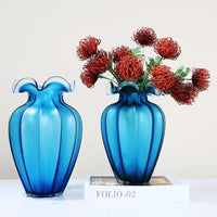 Simple Blue Frosted Glass Vase Ornaments
