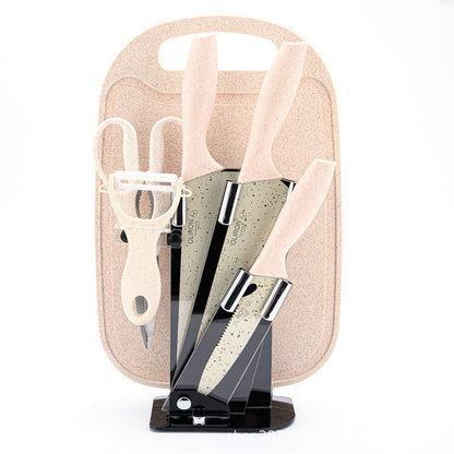 Colored Fruit Knife With Cutting Board Kitchen Box Gift Knives