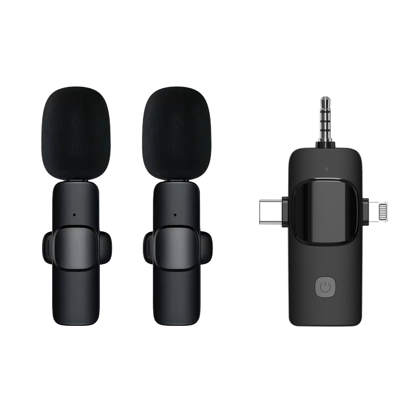 Microphone-cravate sans fil pour iPhone - Téléphone Android Appareil photo Ordinateur portable Double microphone-cravate sans fil - Latence ultra-faible 2,4 G, filaire, Plug & Play, réduction du bruit