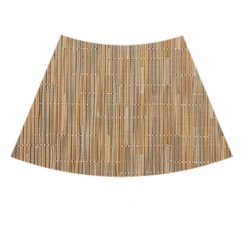 Mantel individual de PVC con forma de abanico para mesa redonda, con aislamiento térmico