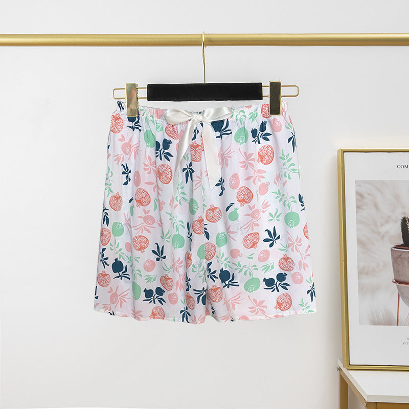 Pantalon de pyjama en soie de coton pour femme, short d'été fin et décontracté