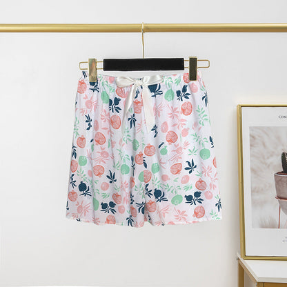 Pantalon de pyjama en soie de coton pour femme, short d'été fin et décontracté