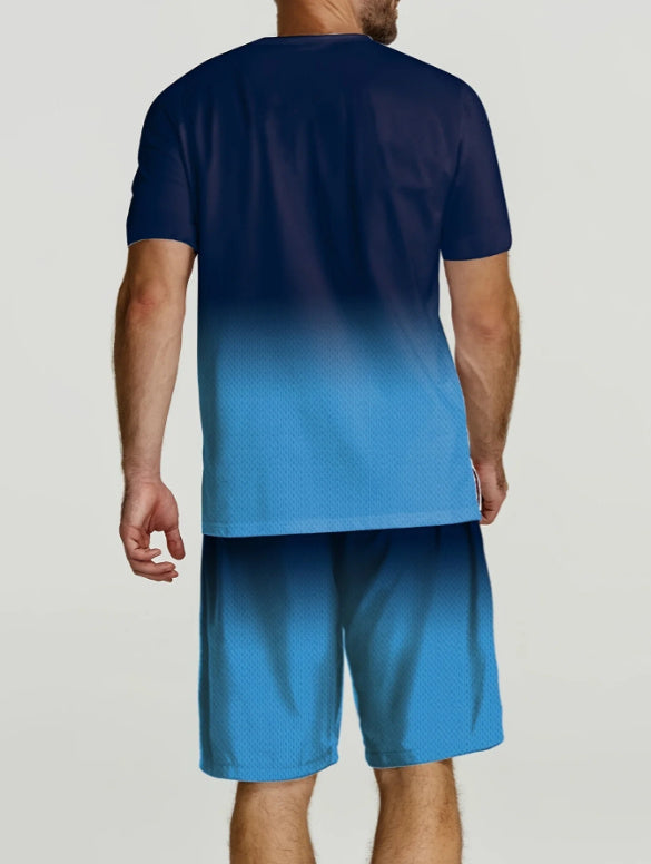 Traje deportivo informal de verano de manga corta con estampado digital 3D