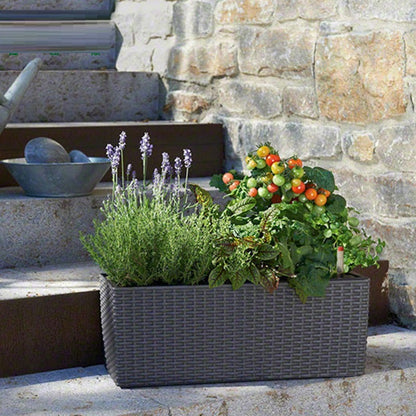 Balcony Rattan Long Flower Pot Automatic Water Feeding Lazy Flower Pot Large Planting Basin