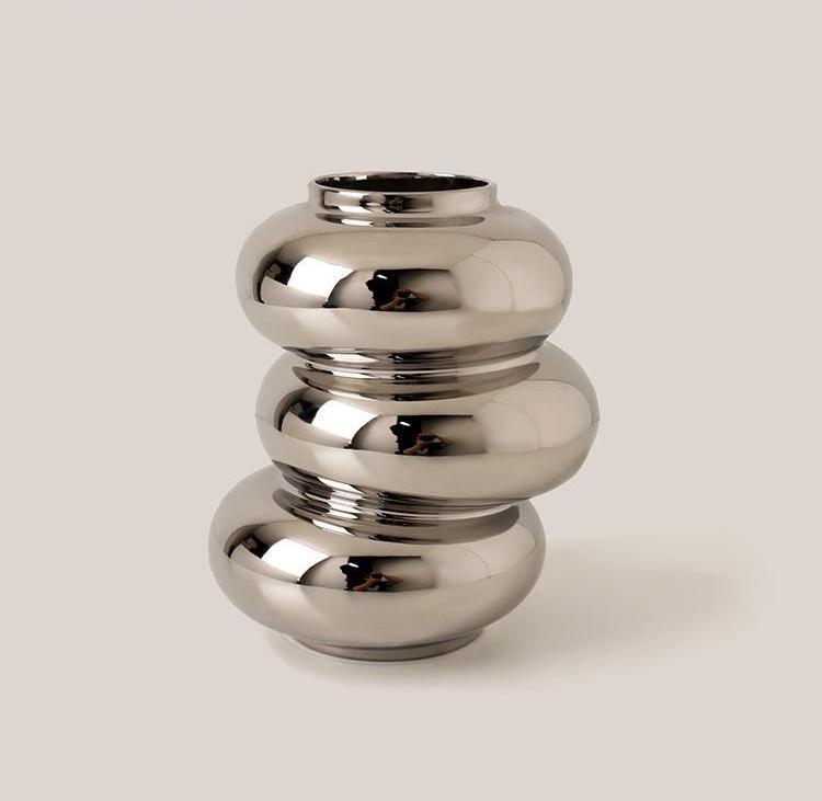 Donut Vase Ceramic Silver Plated Mirror