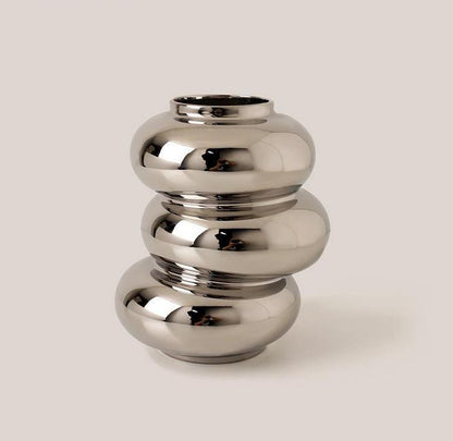 Donut Vase Ceramic Silver Plated Mirror