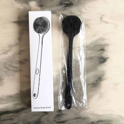 Ergonomic Long Handled Silicone Bath Brush Soft Bristles for Deep Cleaning