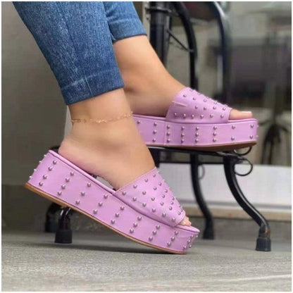 Women Rivet Slippers Summer Shoes
