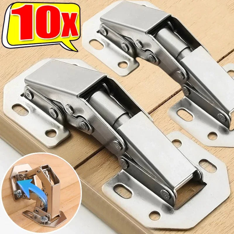 Soft Close Cabinet Hinges 90° Hydraulic Frameless Door Hinges Nickel Plated (10 Pack)