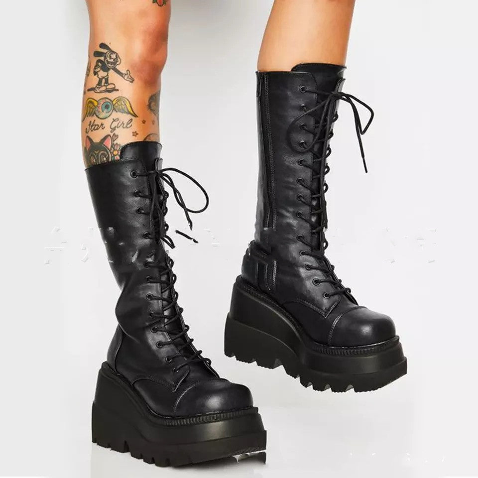 Zapatos con Plataforma Botas de Mujer Zapatos de Invierno Cuero Genuino