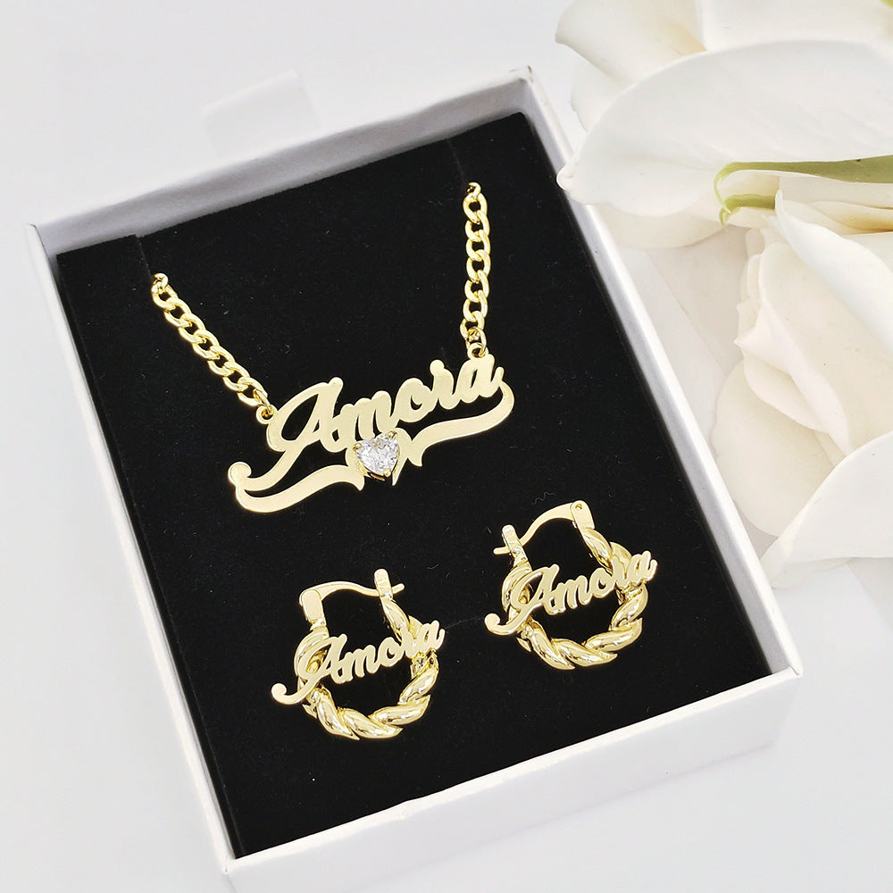 Personalized Name Necklace & Birthstone Set