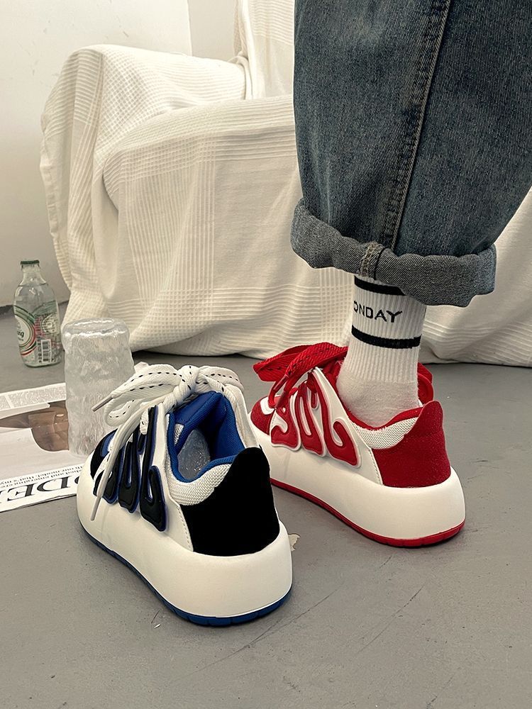 Chaussures de sport décontractées, style rétro rouge, polyvalentes, design montantes, pour la rue