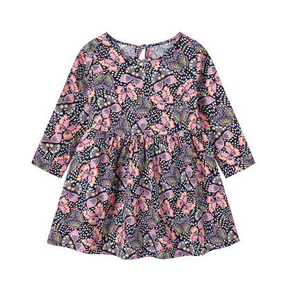 Robe en coton à manches longues à motif floral pour enfants