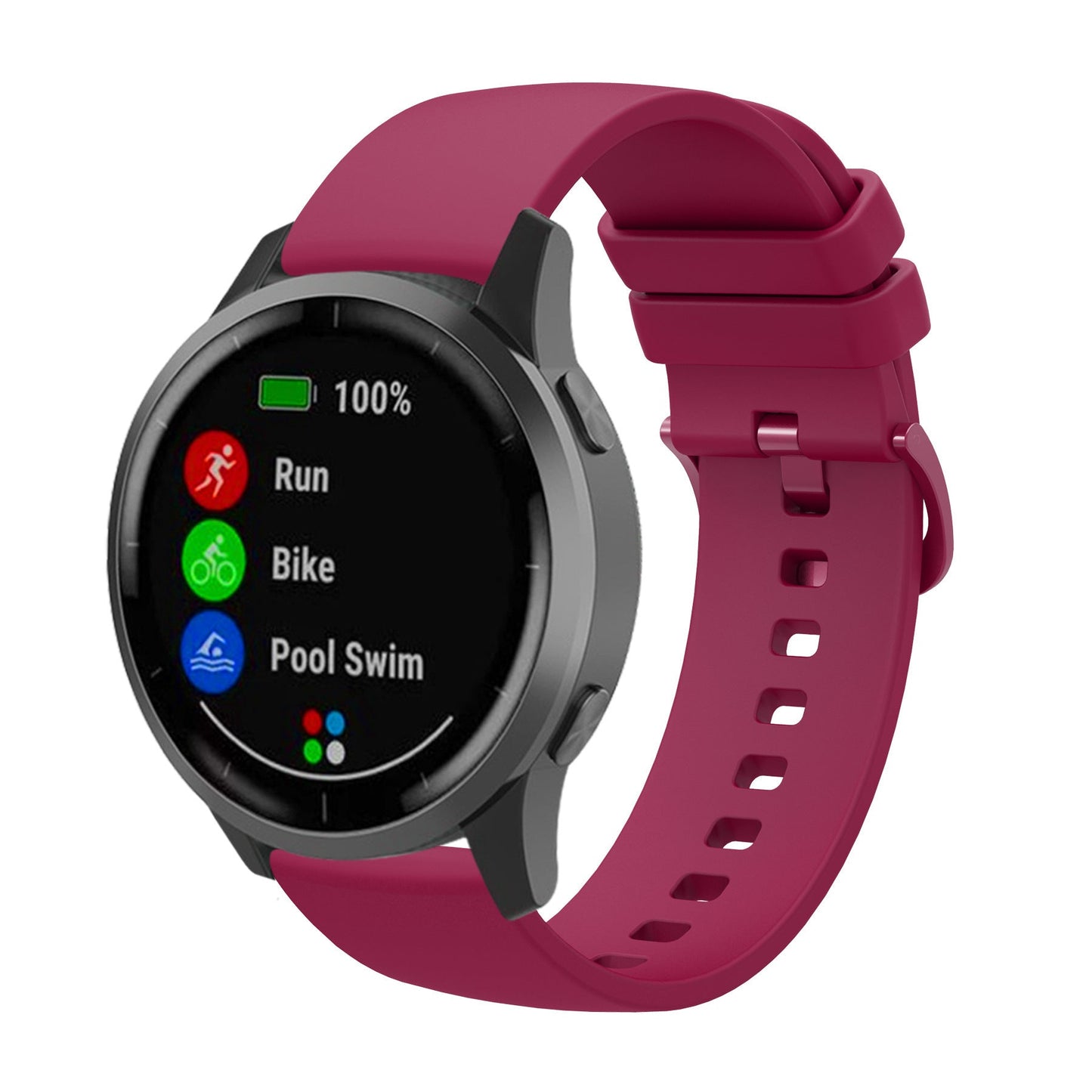Flat Same Color Buckle Universal Silicone Strap