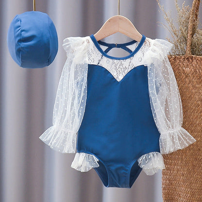 Maillot de bain enfant fille Manches longues Bébé Fille Maillot de bain une pièce Été