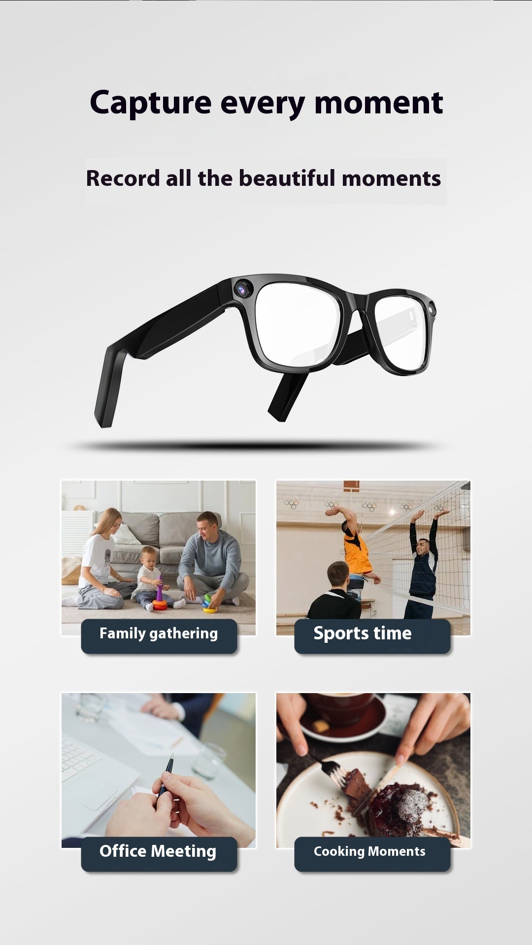 AI Camera Smart Glasses – HD Video, Voice Calls, Translation & Object Recognition | Smart Wearable Tech