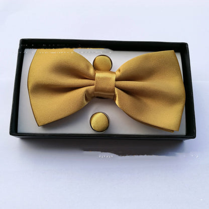 Pocket Square Cufflinks Set Men's Bow Gift Box