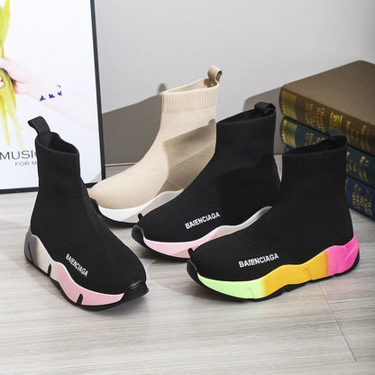 Black Sock Boots Platform Shoes