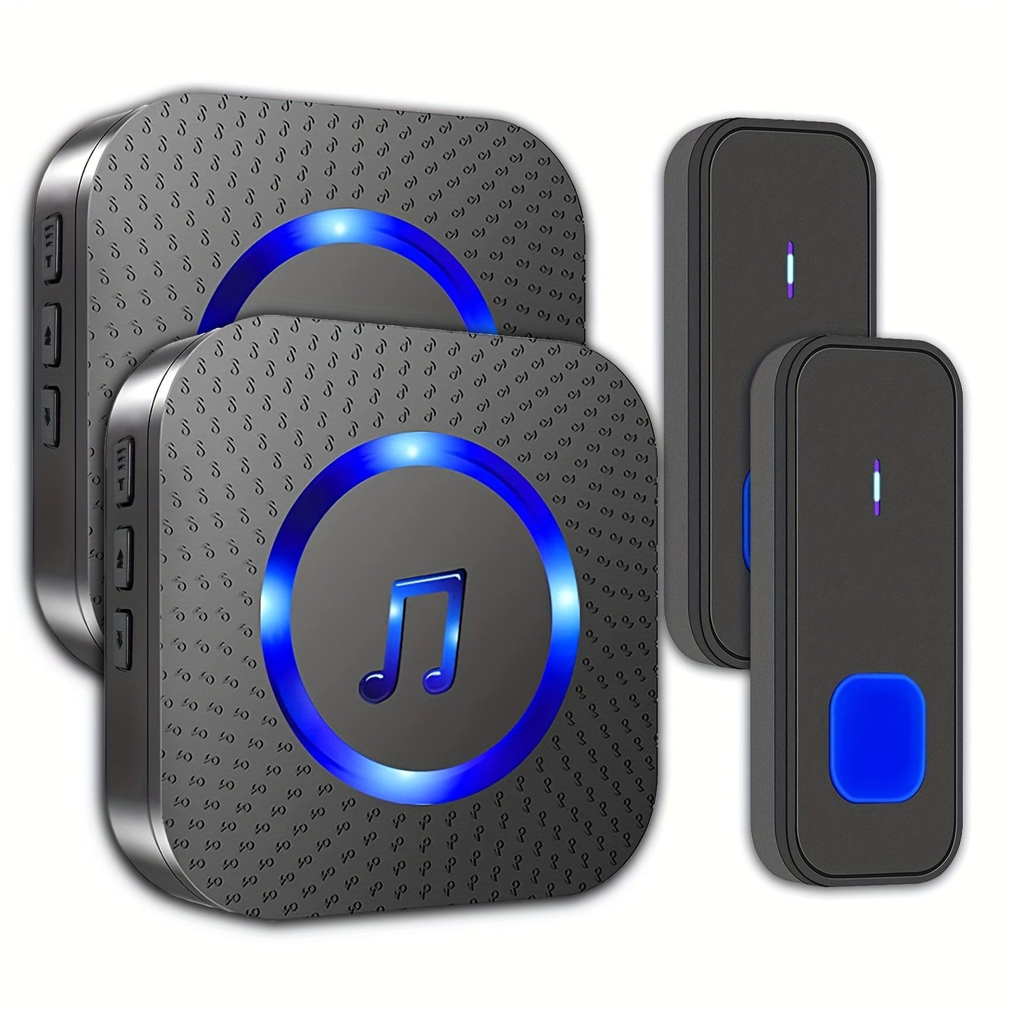 Sistema de timbre inalámbrico con 2 transmisores y 2 receptores enchufables, alcance de 300 m