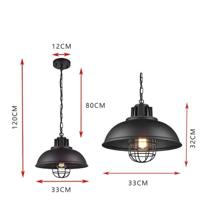 Candelabro colgante de una sola cabeza con pantalla de olla de hierro de estilo retro para mesa de comedor de restaurante