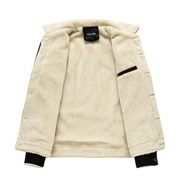 Men's Plus Fleece Jacket Fashion Warm Casual Jacket Trend Men's Clothing