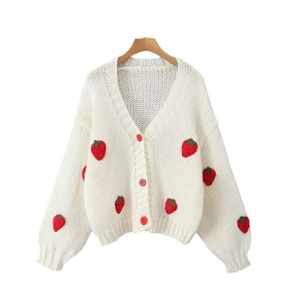 Knitted Cardigan Soft Glutinous Skin-friendly V-neck Sweater