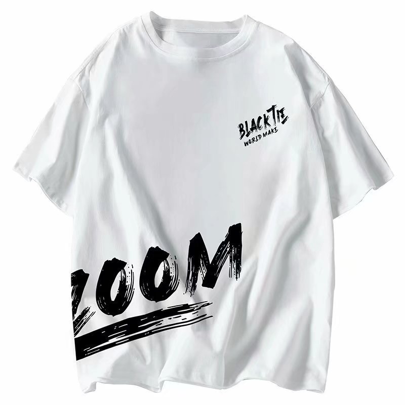 Men’s Letter Print Loose T-Shirt – Polyester | S–5XL
