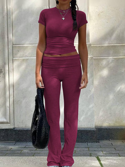 Short Sleeved Wide Leg Pants