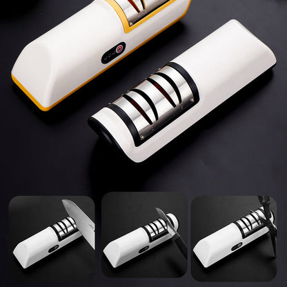 Aiguiseur de couteaux électrique rechargeable par USB, automatique et réglable, pour affûter rapidement les couteaux, les ciseaux et les meuleuses de cuisine