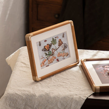 Cadre Photo en Bois Massif Lavé Cadre Photo Simple 6 Portraits de Famille Petit Cadre Photo Mural Décoration Noyer