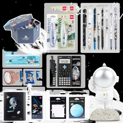Set de regalo de papelería para exploración de la galaxia del universo, oferta de caja de regalo de cumpleaños, cuaderno de astronauta, agenda creativa