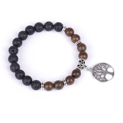 Bracelet Arbre de Vie Pendentif Cadre de Porte Bois Noir Fait Main Perlé