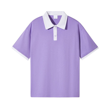 Japanese Fashion Brand Casual Contrast Color Lapel Short Sleeve