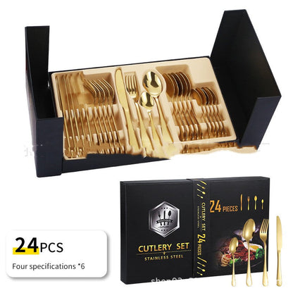 Juego de cubiertos de acero inoxidable en estuche de regalo