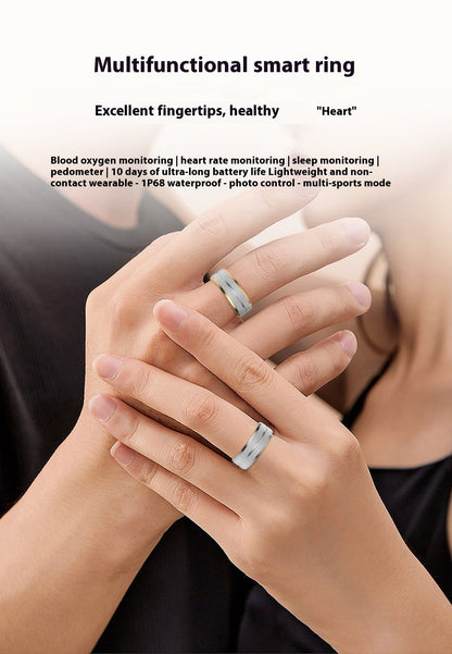 Bague connectée 2024 pour hommes et femmes, surveillance de la fréquence cardiaque et de l'oxygène sanguin, modes multisports, étanche IP68, pour Android et iOS