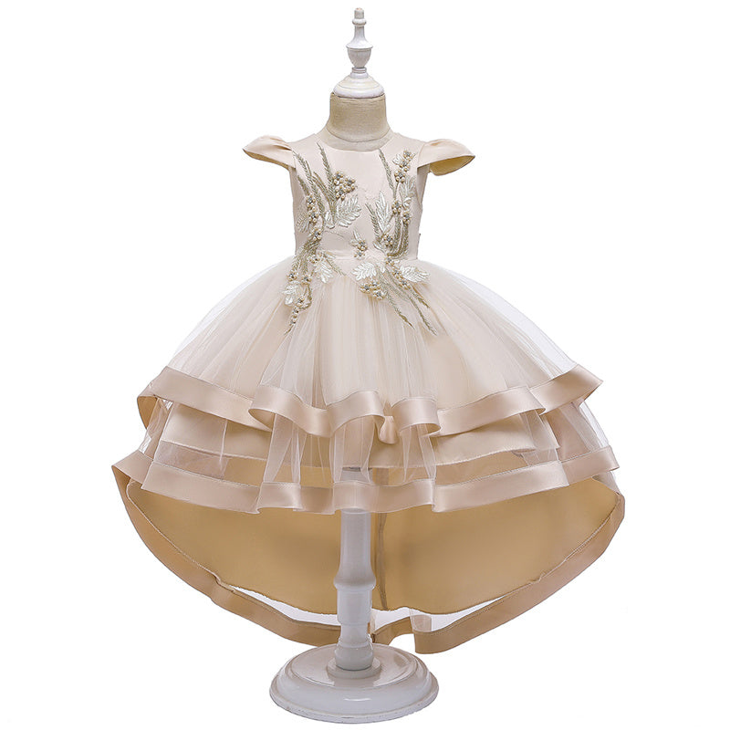 Robe de princesse pour fille, courte devant et longue derrière, costume de petite hôtesse pour fille fleur.