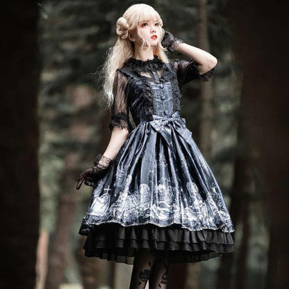 Vestido Lolita JSK Tomb Prisoner Girl Vestido JSK gótico oscuro Vestido de fiesta de princesa victoriana vintage oscuro Vestido lolita sin mangas