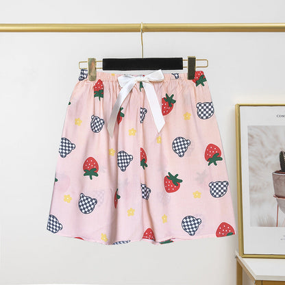 Pantalon de pyjama en soie de coton pour femme, short d'été fin et décontracté
