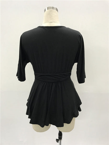V Solid Color Women's Plus Size Dress