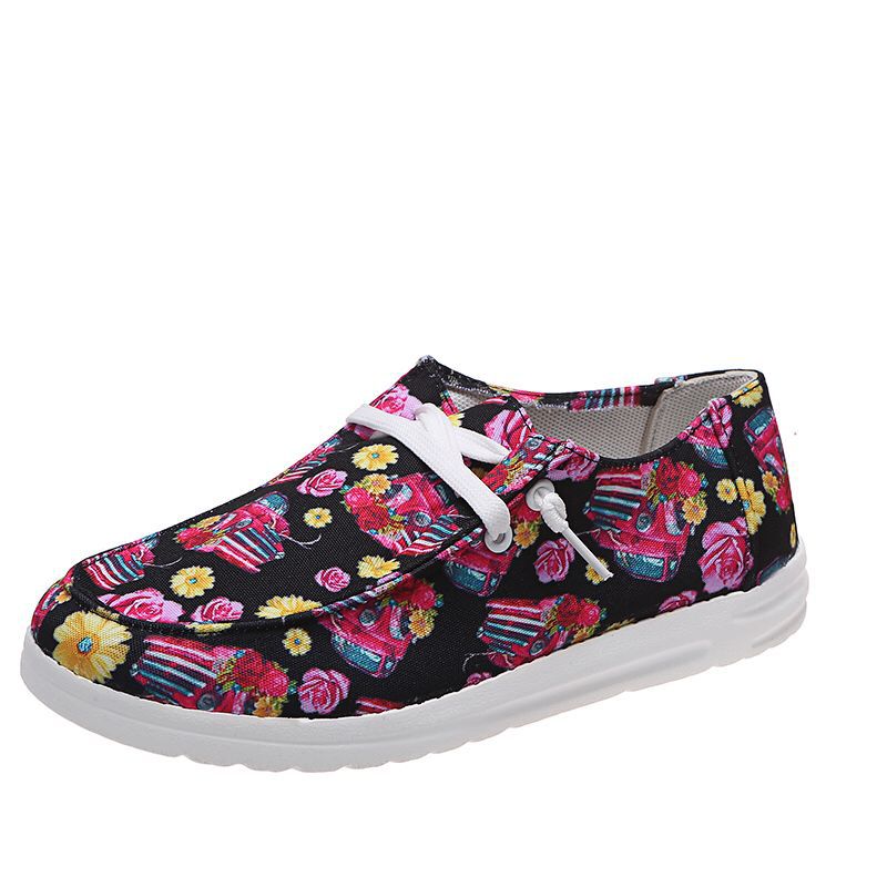 Loafers Women Sunflower Print Decor