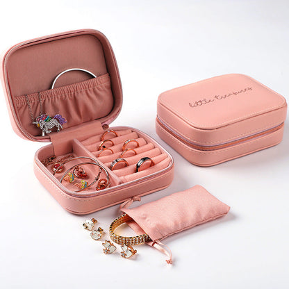 Portable Earring Ring Leather Jewelry Box Fashion Makeup Small Gift Box